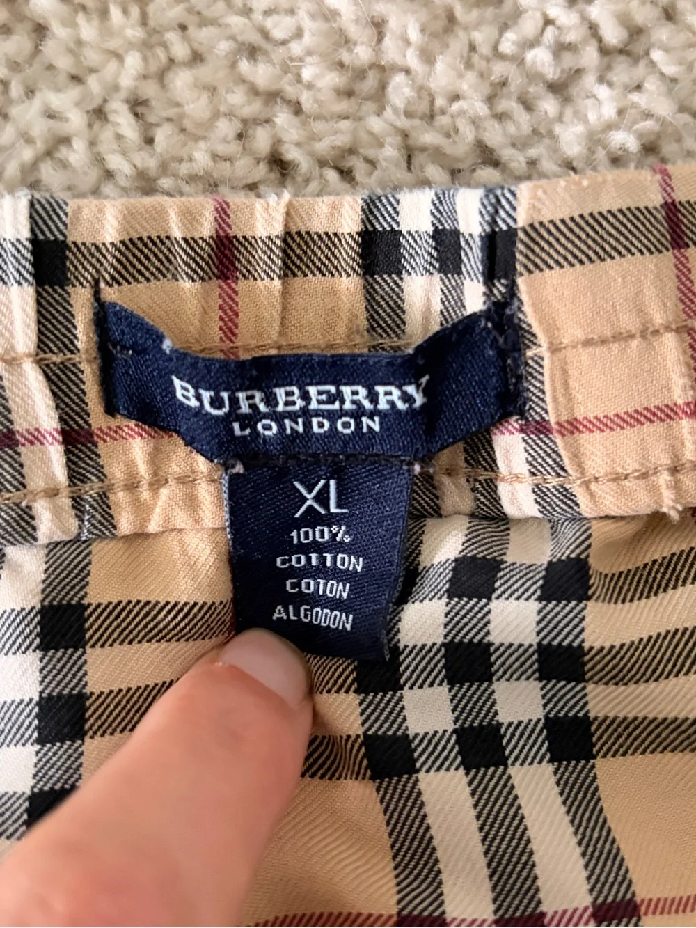 Burberry Plaid Beige Check Cotton Boxers Sz XL